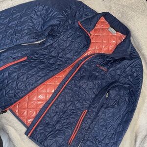Columbia Womens Quilted Jacket in Navy and Coral